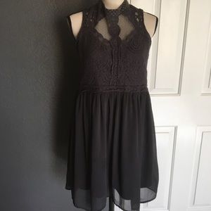 Xhilaration Gray Lace scoop back dress